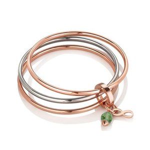 Newbridge Silverware Triple Bangle Peridot Birthstone Bracelet